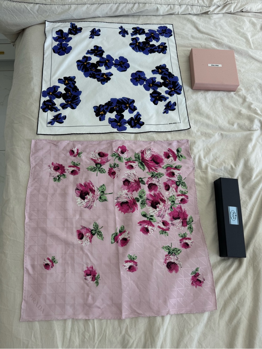 Prada and Miu Miu - Set of 2 Scarves Brand New w boxes